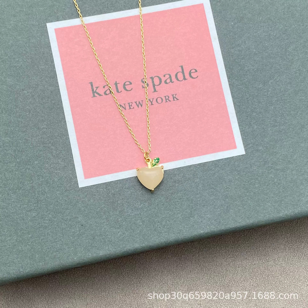 kate spade Colorful CZ Cherry Peach Tropical Fruit Pendant Necklace